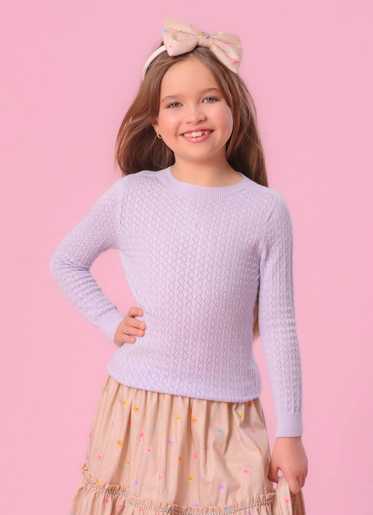 Blusa Tricot Ponto Rendado P Cristal