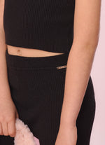 Calça Tricot Canelada Flare