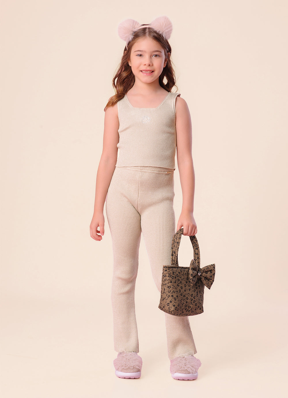 Calça Tricot Canelada Flare