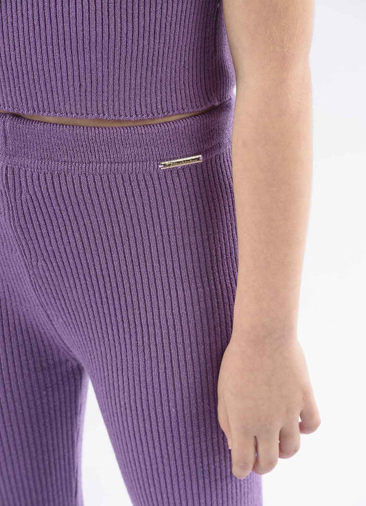 Calça Tricot Canelada Flare