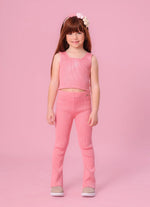 Calça Tricot Canelada Flare