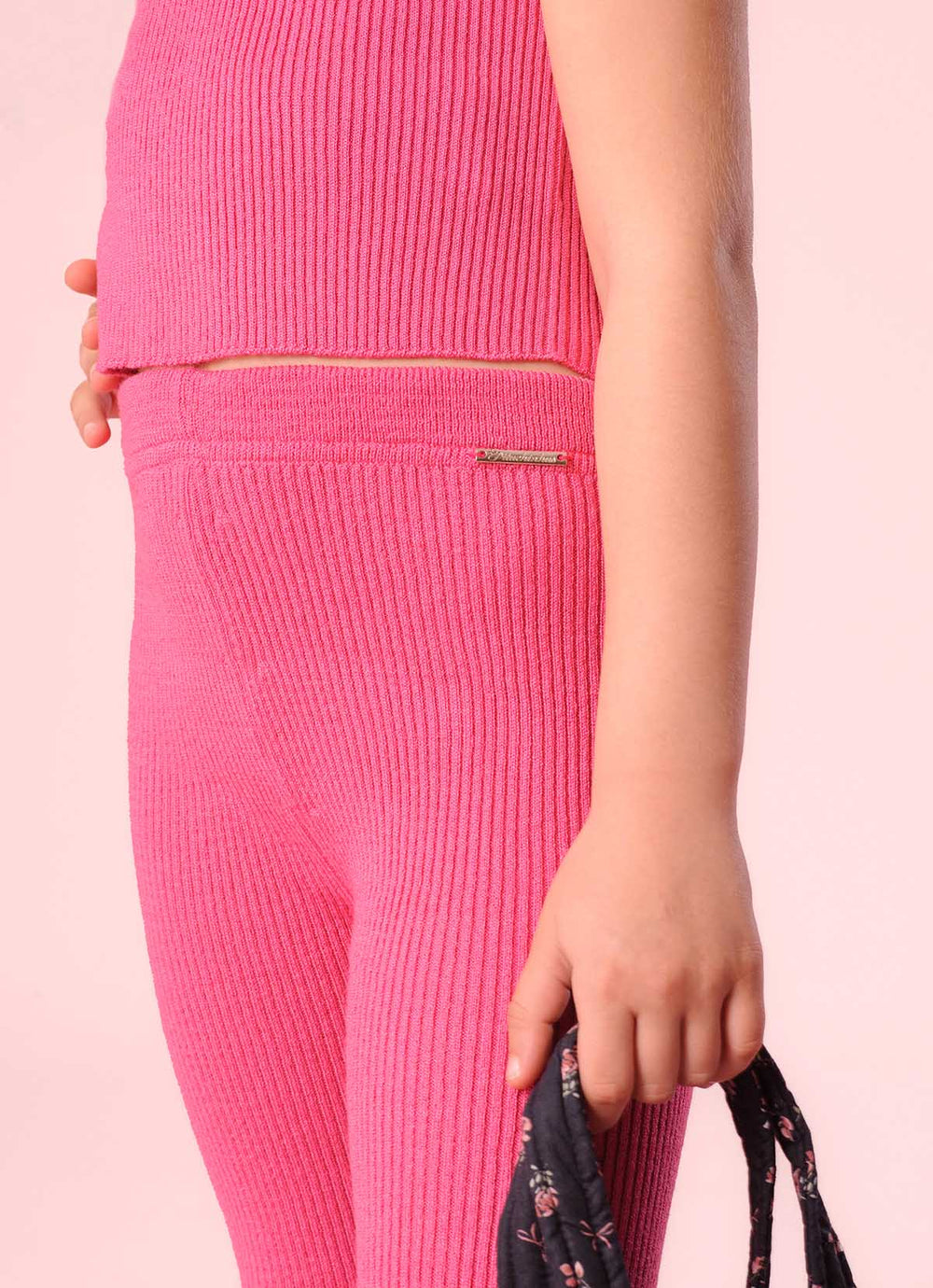 Calça Tricot Canelada Flare