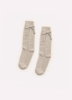Meia Tricot Ponto Rendado Lacinhos
