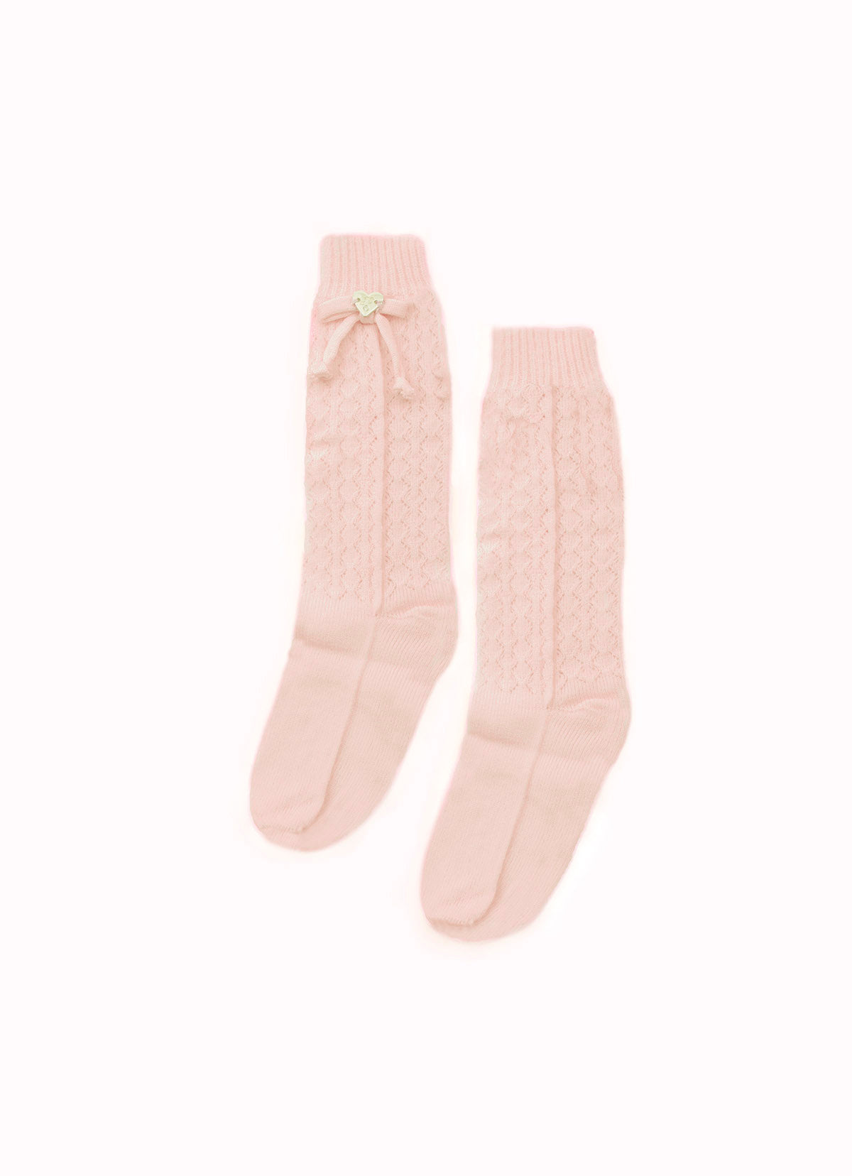 Meia Tricot Ponto Rendado Lacinhos