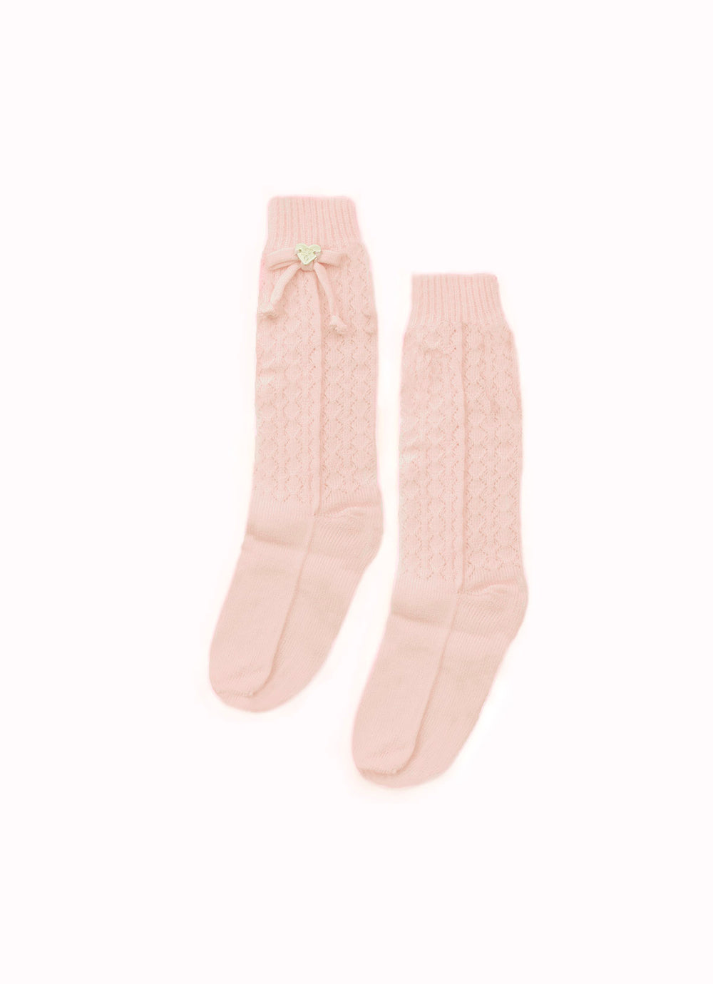 Meia Tricot Ponto Rendado Lacinhos