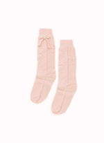 Meia Tricot Ponto Rendado Lacinhos