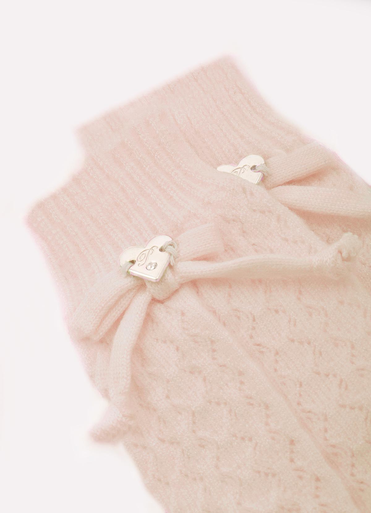 Meia Tricot Ponto Rendado Lacinhos