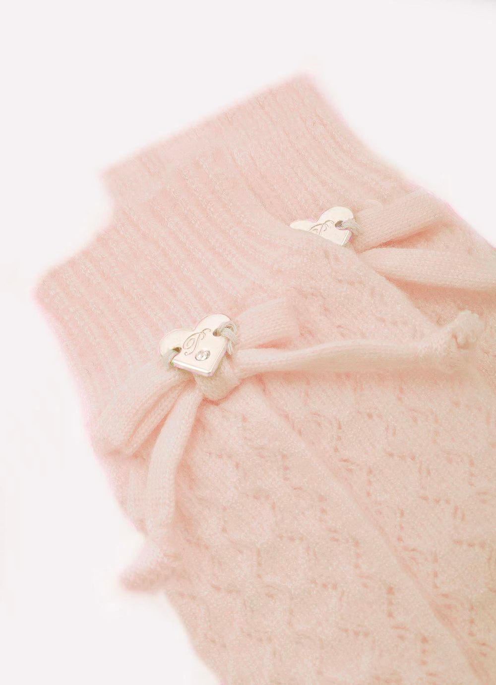 Meia Tricot Ponto Rendado Lacinhos