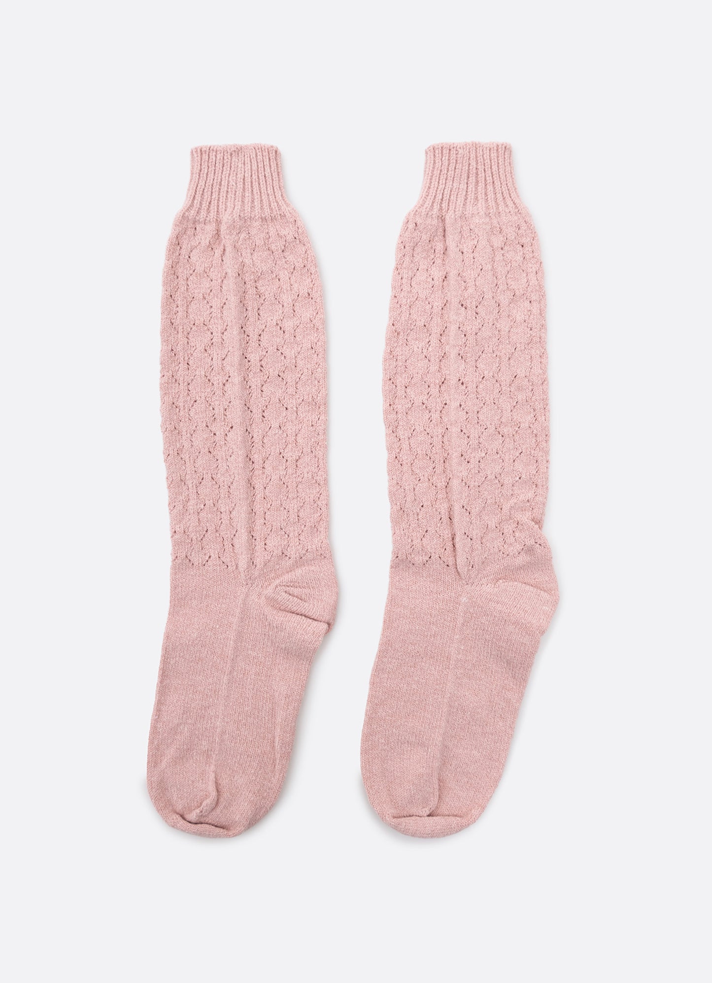 Meia Tricot Ponto Rendado Lacinhos