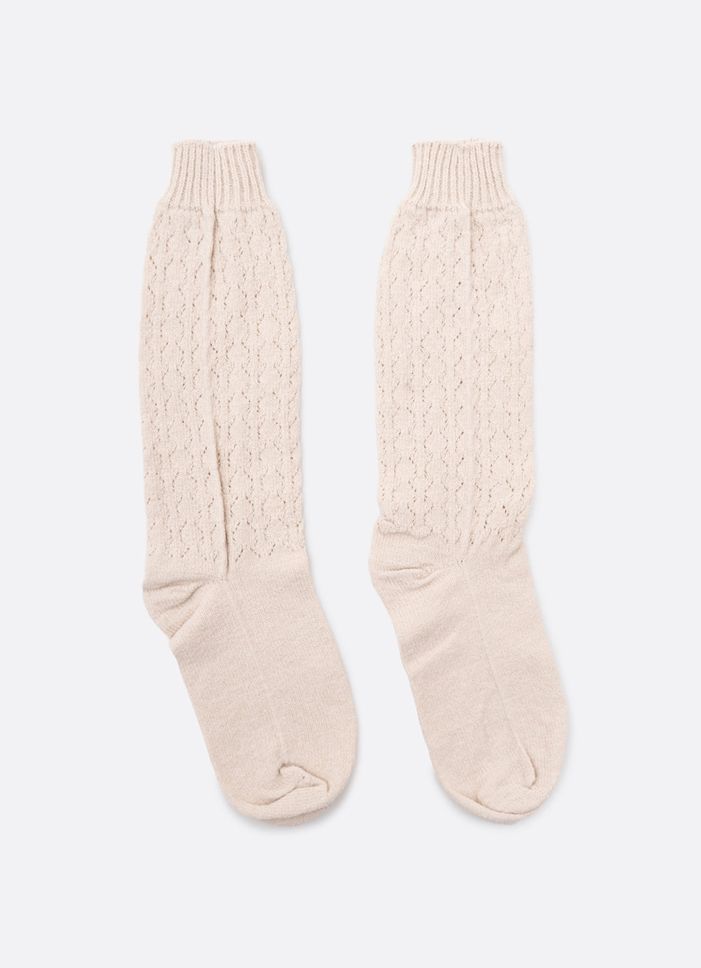 Meia Tricot Ponto Rendado Lacinhos