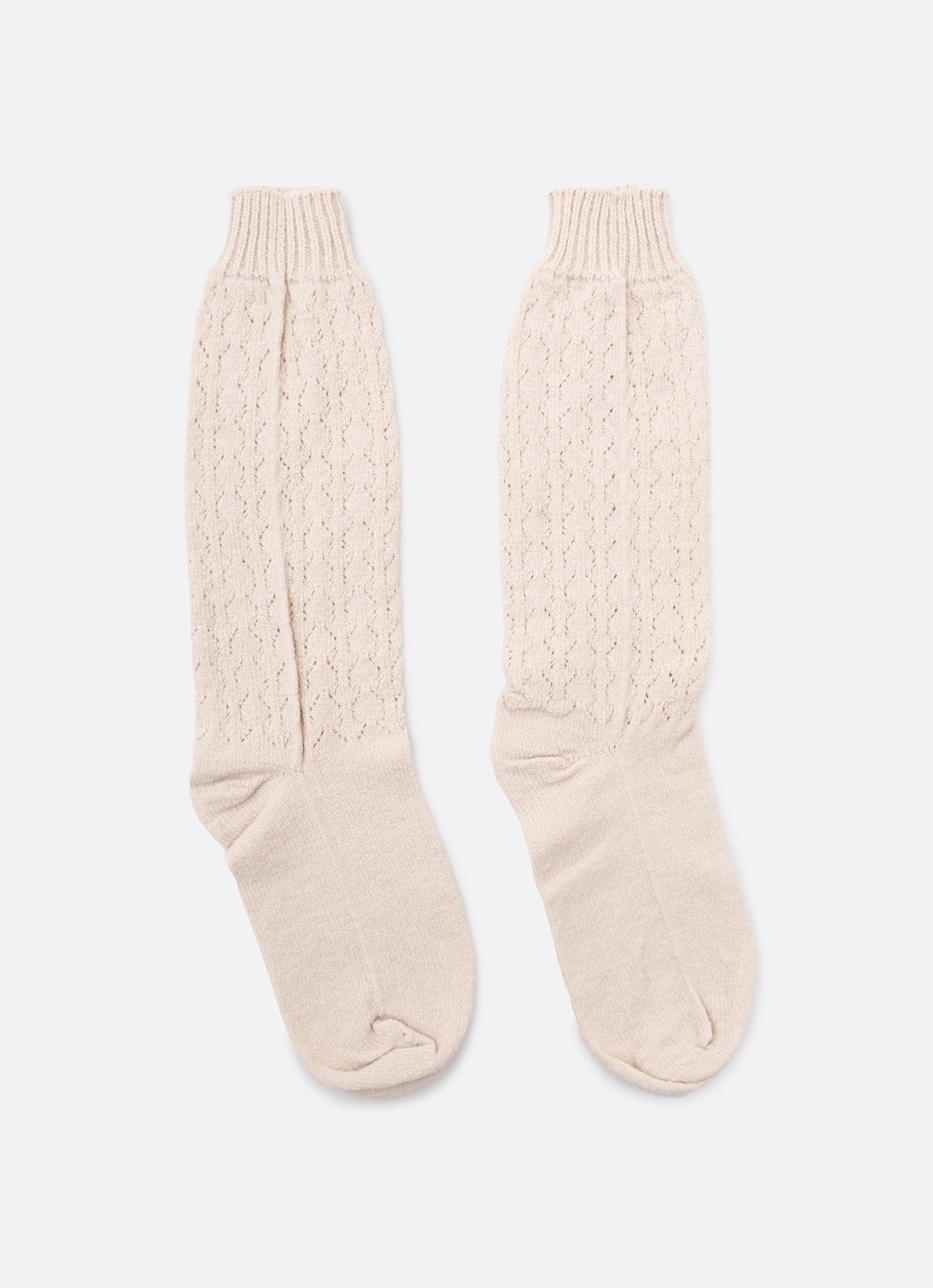 Meia Tricot Ponto Rendado Lacinhos