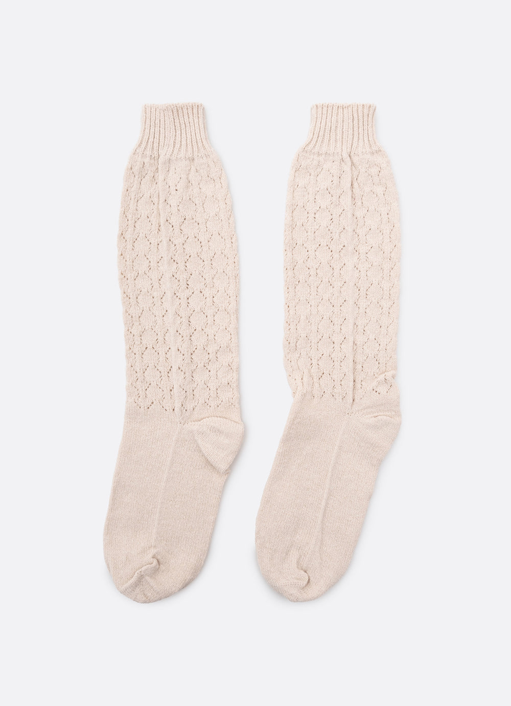 Meia Tricot Ponto Rendado Lacinhos