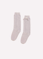 Meia Tricot Ponto Rendado Lacinhos