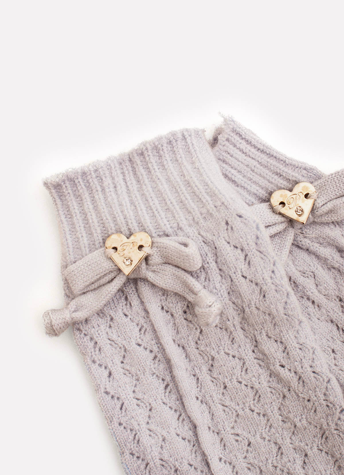 Meia Tricot Ponto Rendado Lacinhos