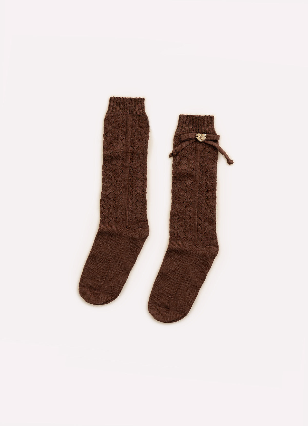 Meia Tricot Ponto Rendado Lacinhos
