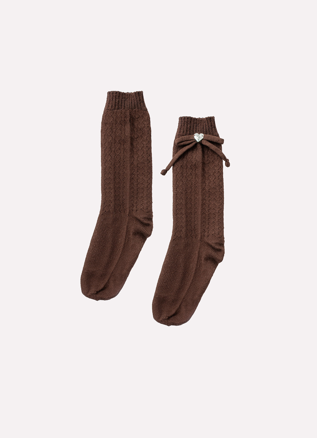 Meia Tricot Ponto Rendado Lacinhos