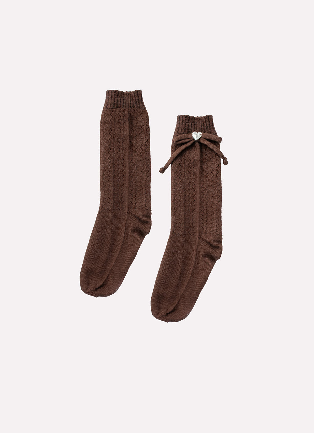 Meia Tricot Ponto Rendado Lacinhos