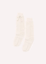 Meia Tricot Ponto Rendado Lacinhos