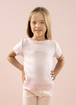 Blusa Tricot Manga Curta Mini Corações