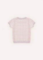Blusa Tricot Xadrez Unicórnio Cristais Manga Curta