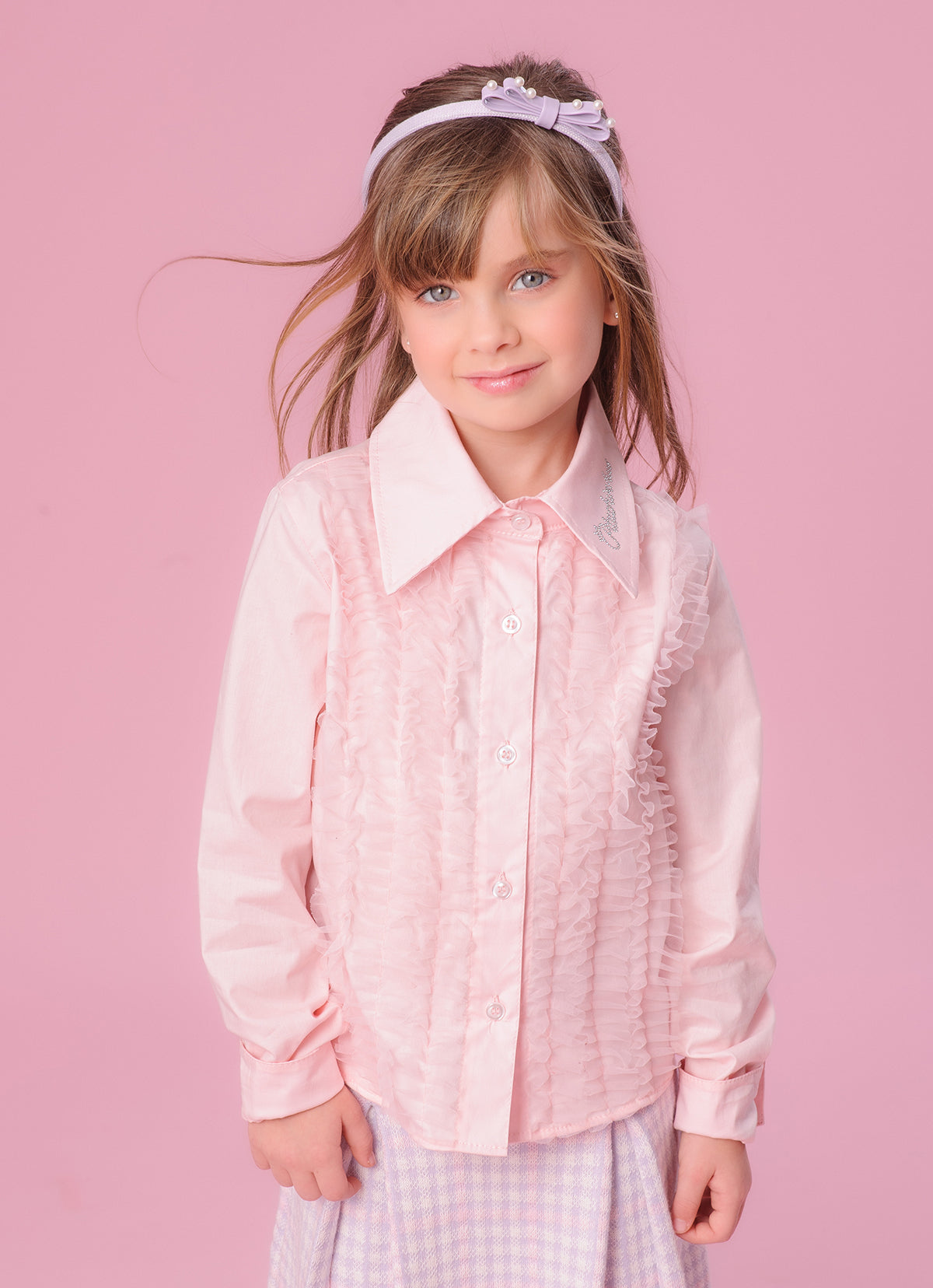Saia Tricot Xadrez com Pregas