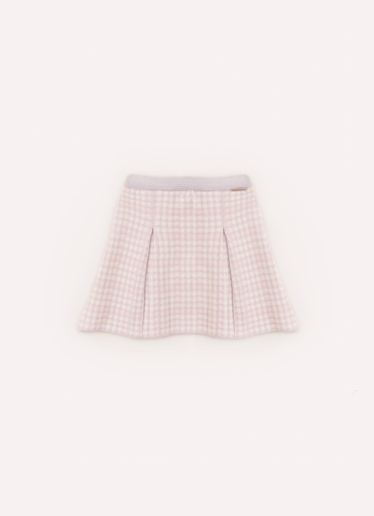 Saia Tricot Xadrez com Pregas