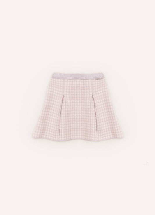 Saia Tricot Xadrez com Pregas