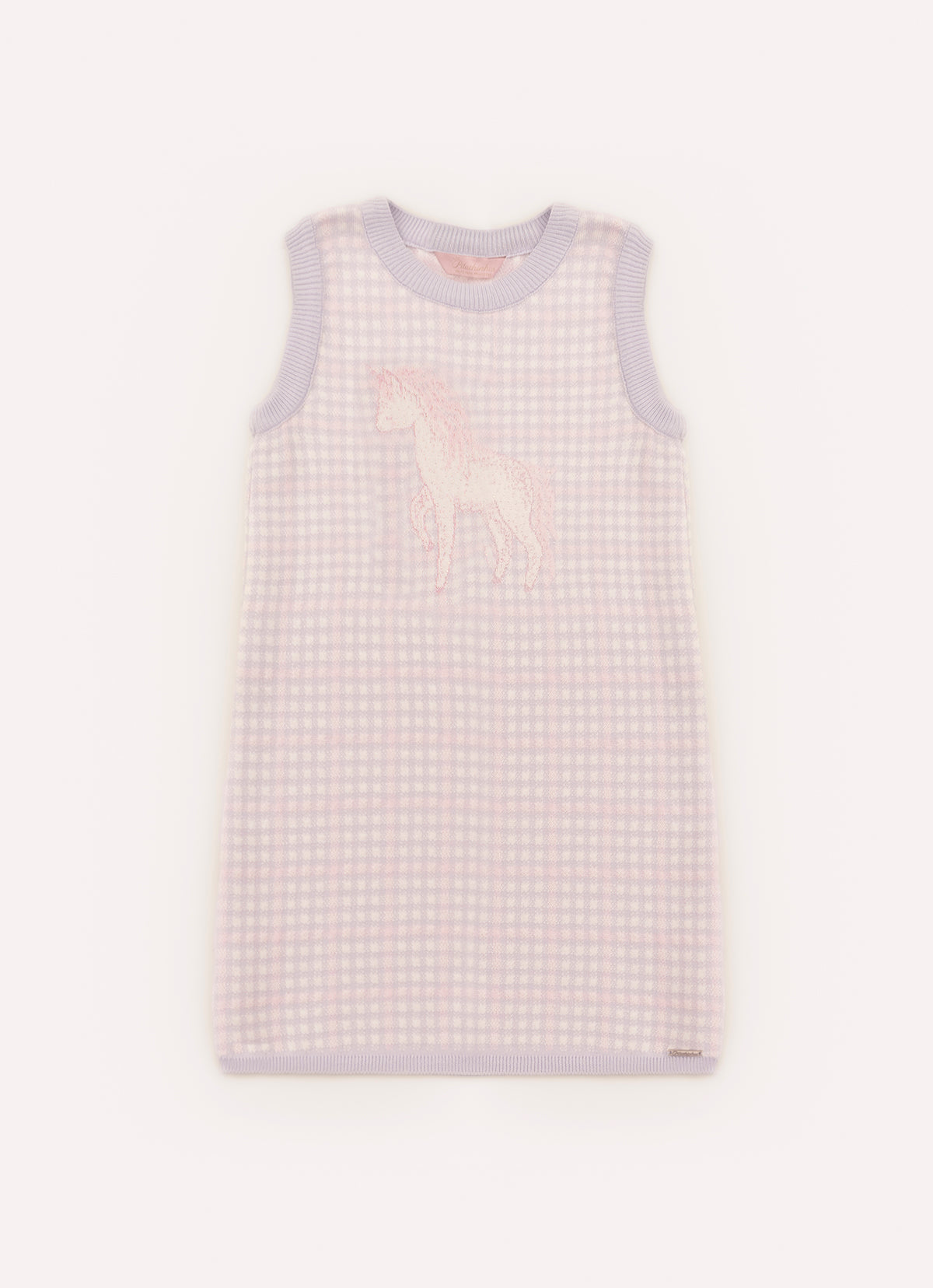 Vestido Tricot Xadrez Unicórnio Cristal