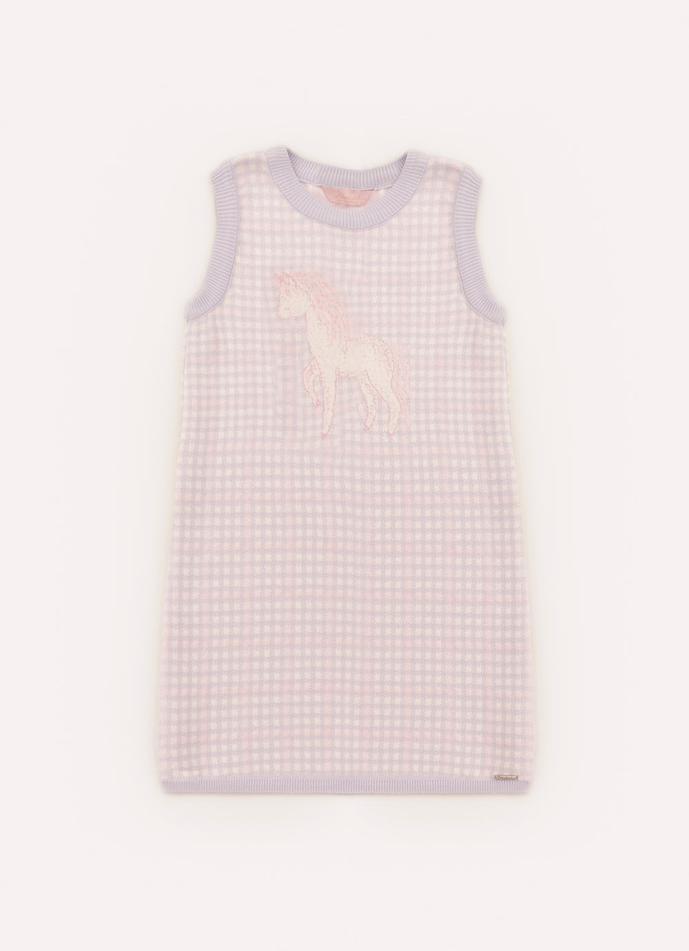 Vestido Tricot Xadrez Unicórnio Cristal