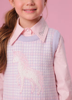 Vestido Tricot Xadrez Unicórnio Cristal