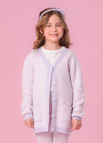 Maxi Casaco Tricot Xadrez Unicórnio Cristal