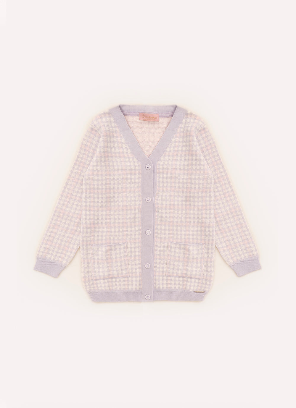 Maxi Casaco Tricot Xadrez Unicórnio Cristal