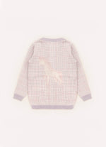 Maxi Casaco Tricot Xadrez Unicórnio Cristal