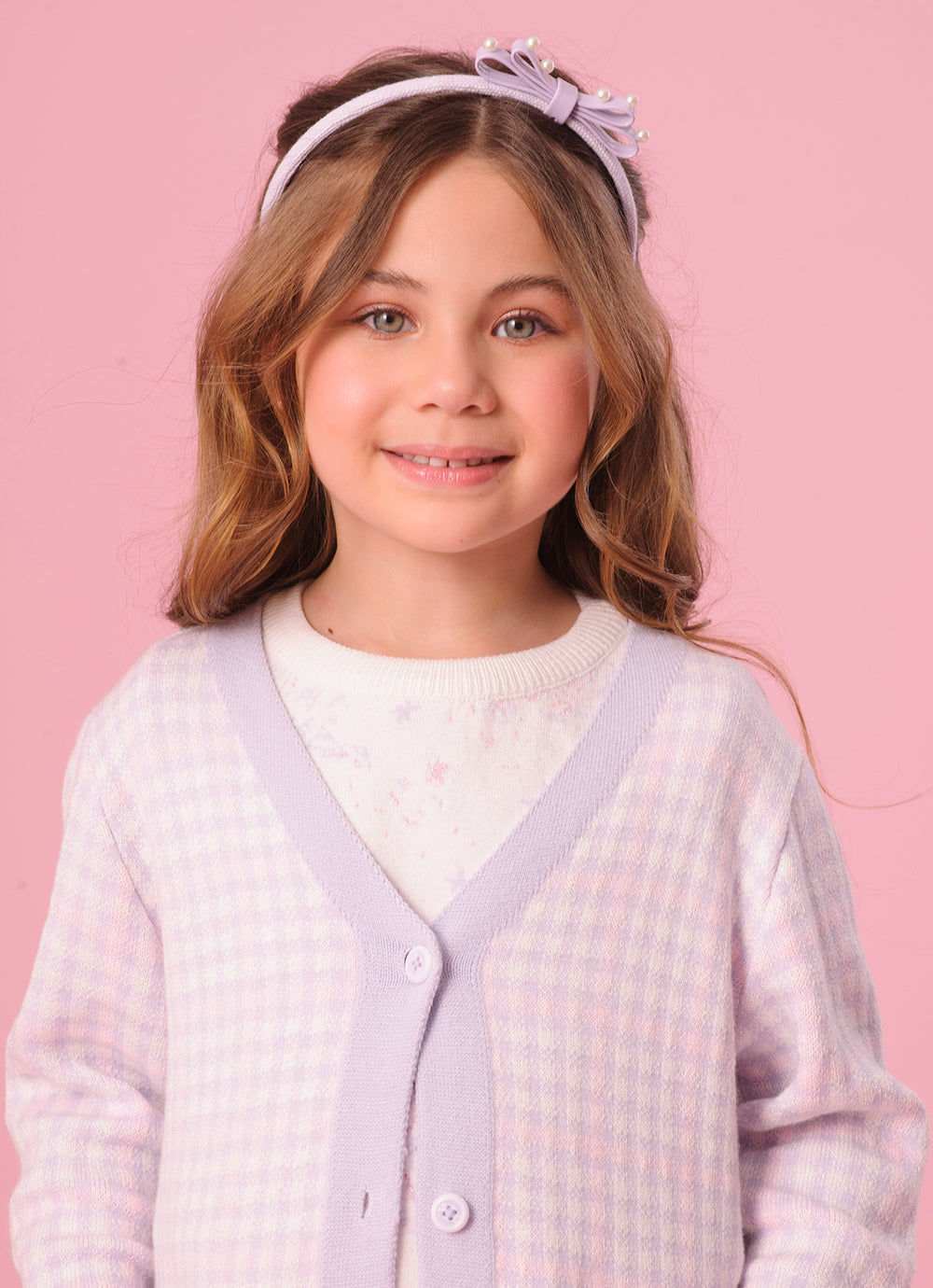 Maxi Casaco Tricot Xadrez Unicórnio Cristal