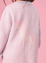 Maxi Casaco Tricot Xadrez Unicórnio Cristal