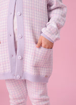 Maxi Casaco Tricot Xadrez Unicórnio Cristal