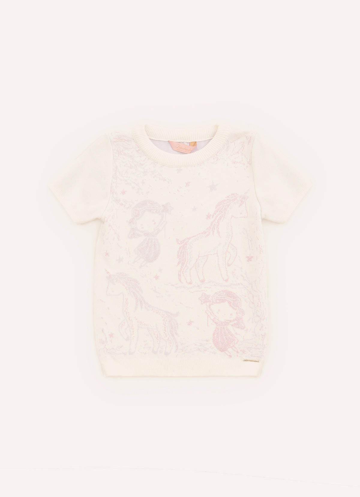 Blusa Tricot Fadas e Unicórnios Manga Curta