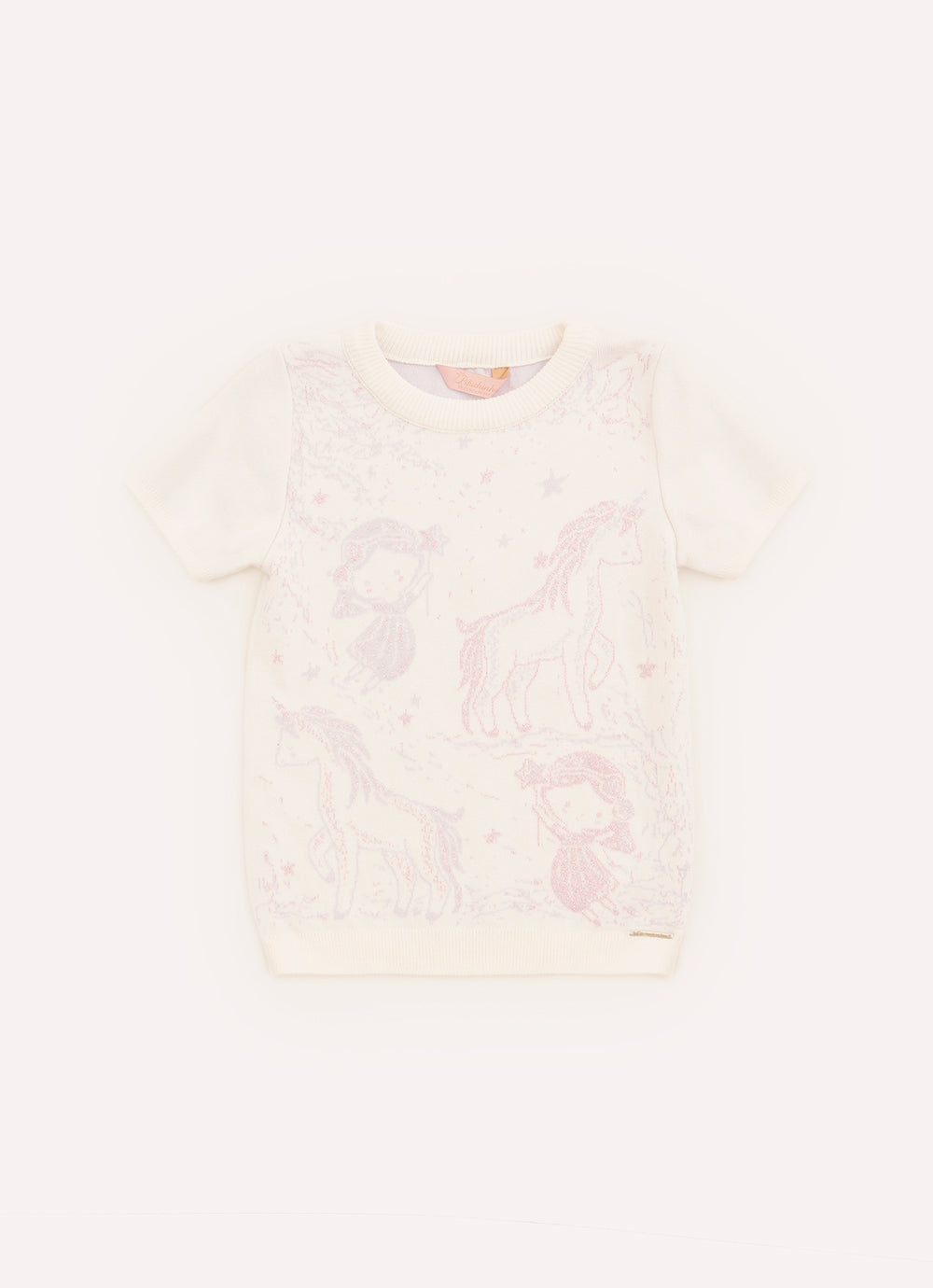 Blusa Tricot Fadas e Unicórnios Manga Curta