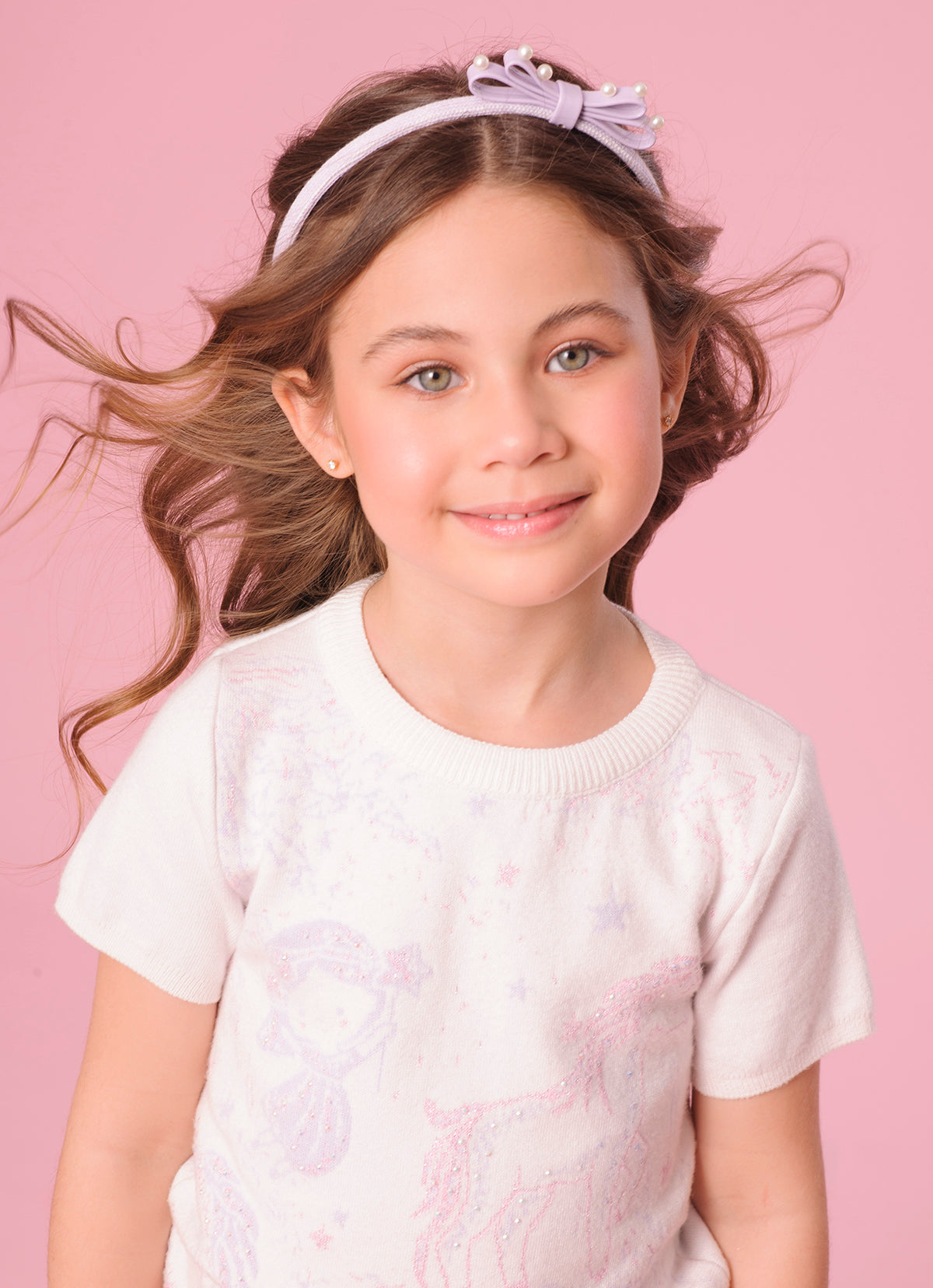 Blusa Tricot Fadas e Unicórnios Manga Curta