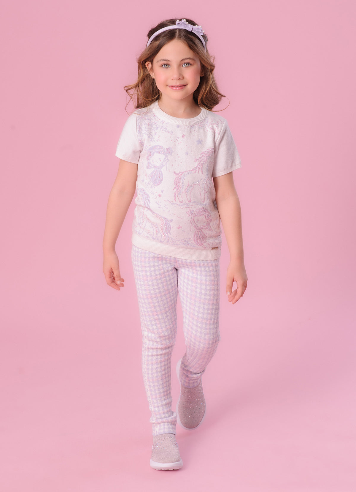 Blusa Tricot Fadas e Unicórnios Manga Curta