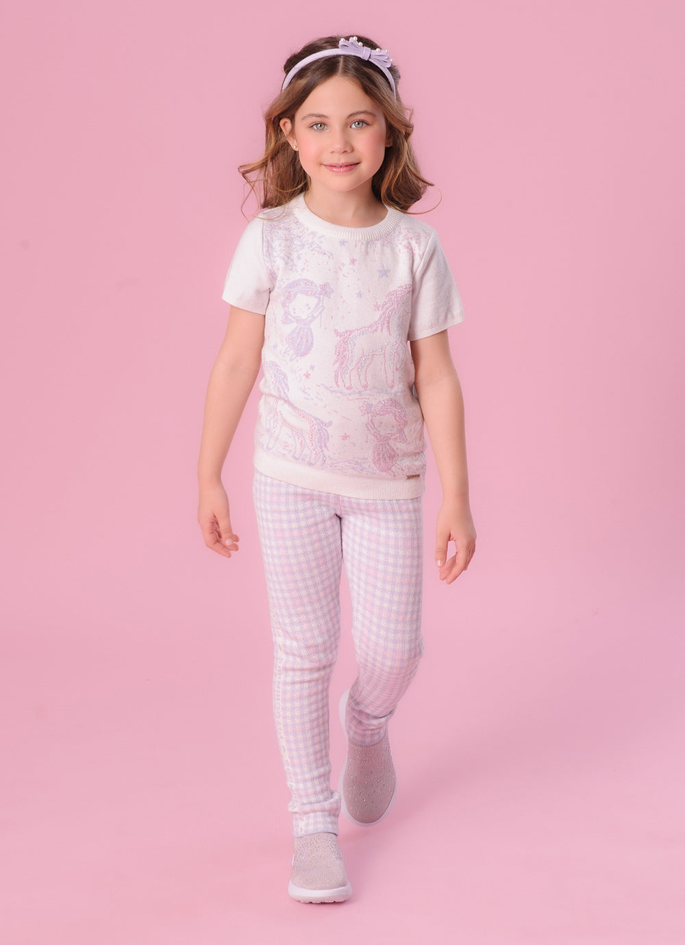 Blusa Tricot Fadas e Unicórnios Manga Curta