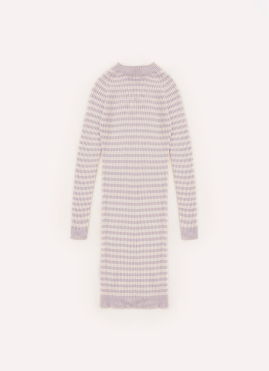 Vestido Tricot Midi Canelado Sem Costura Listrado