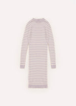 Vestido Tricot Midi Canelado Sem Costura Listrado