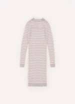 Vestido Tricot Midi Canelado Sem Costura Listrado