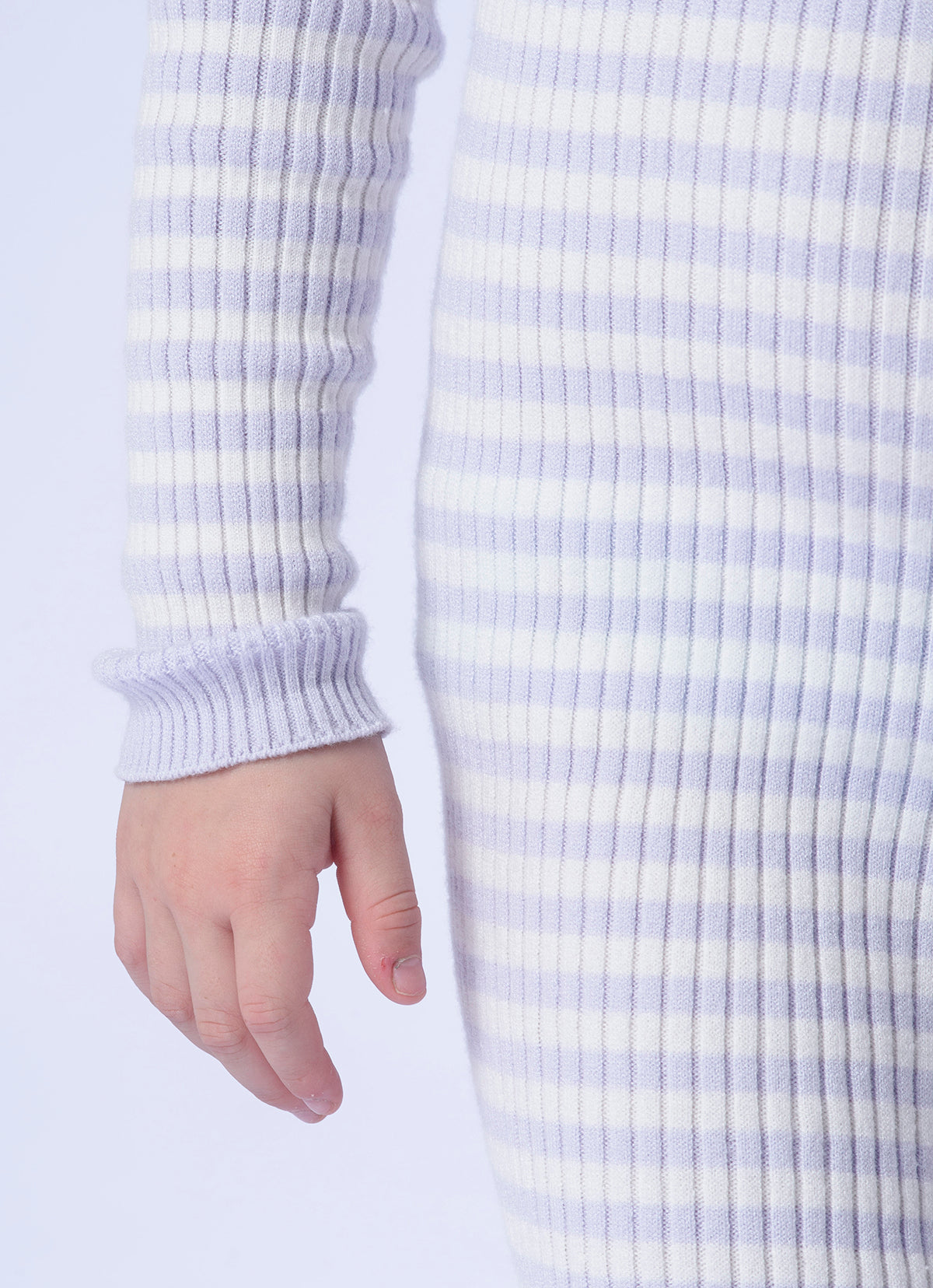 Vestido Tricot Midi Canelado Sem Costura Listrado