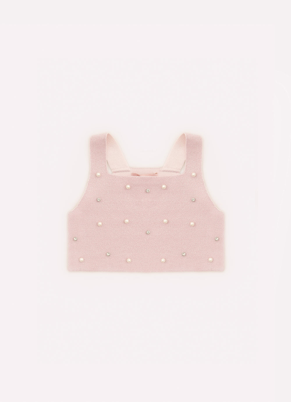 Regata Tricot Cropped Shine Bordado Pérolas e Cristais
