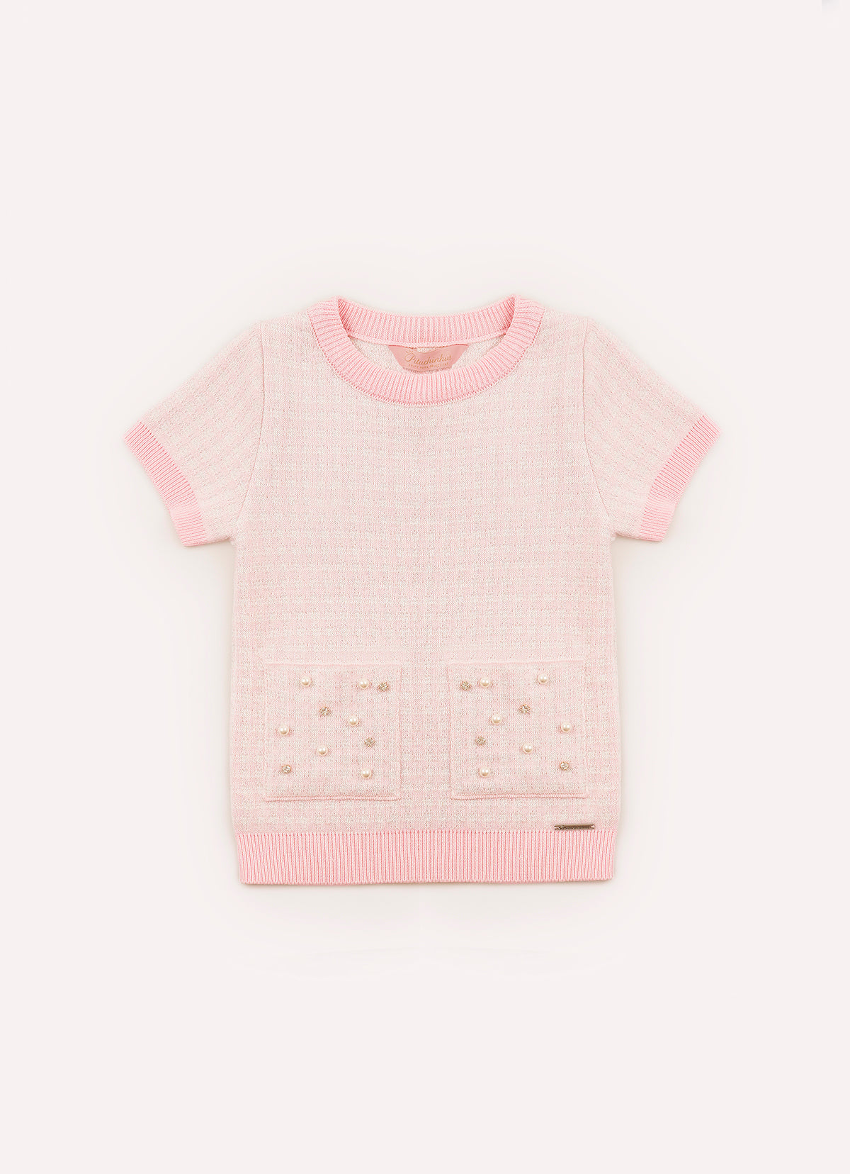 Blusa Tricot Mini Xadrez Bolsos Bordados