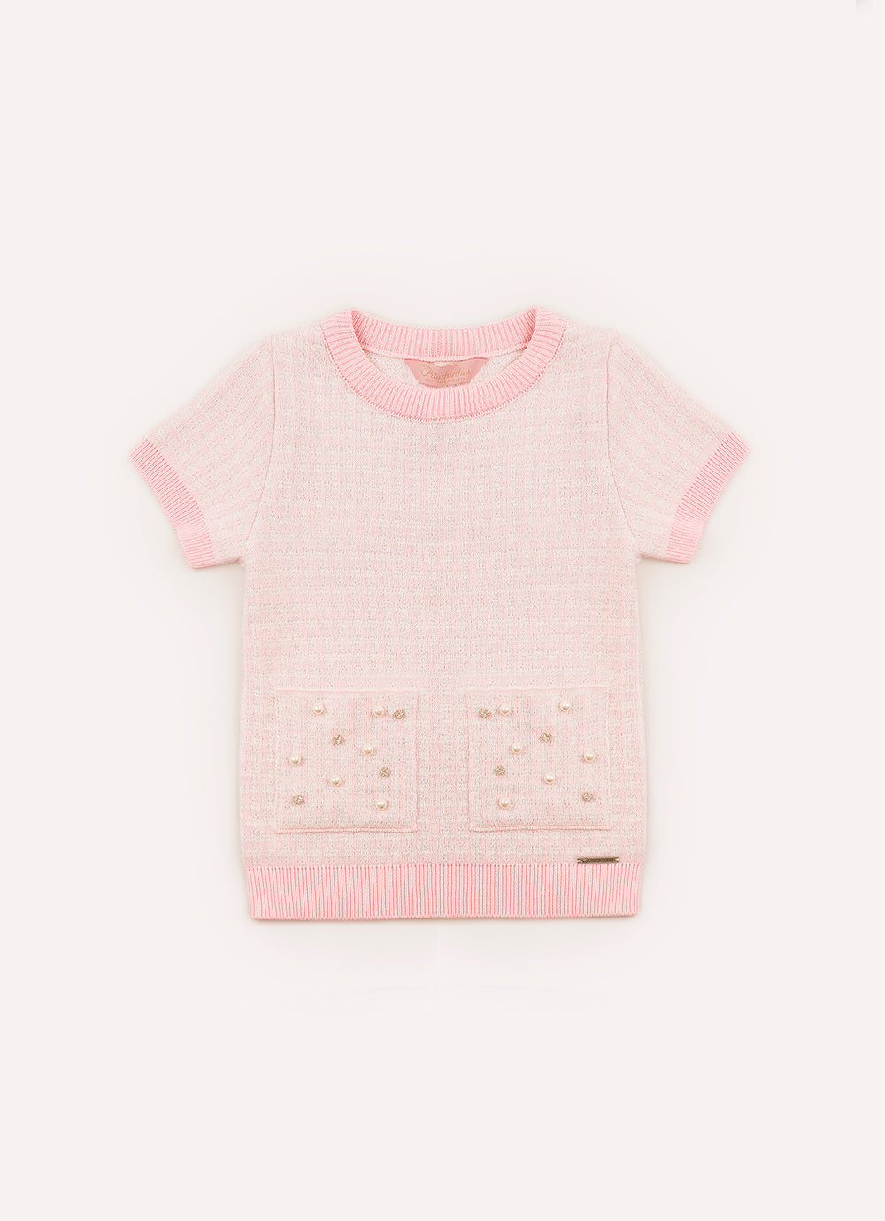 Blusa Tricot Mini Xadrez Bolsos Bordados