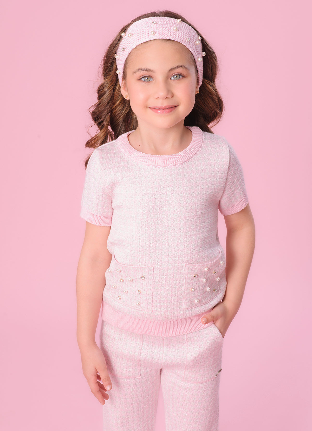 Blusa Tricot Mini Xadrez Bolsos Bordados