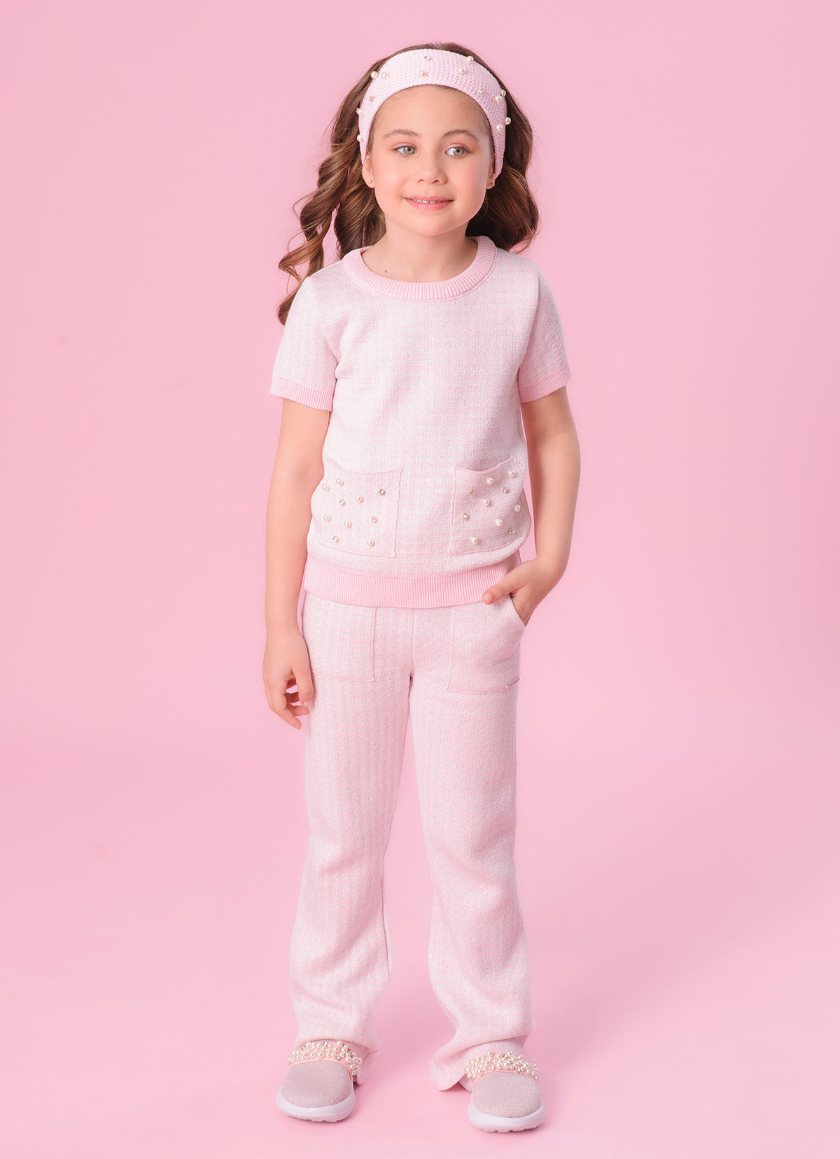 Blusa Tricot Mini Xadrez Bolsos Bordados